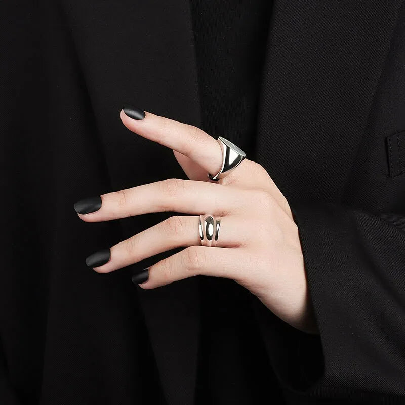 925 Sterling Silver Charming Irregular Chain Geometric Rings Gold Open Rings For Women Men Square Stone Party Gifts Accessories Your Shop Mania