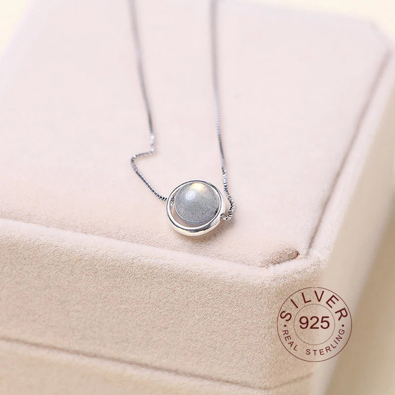 Silver Color necklace Moonstone Bead Necklaces & Pendants For Women Handmade 925 Sterling Silver Fashion Jewelry Your Shop Mania