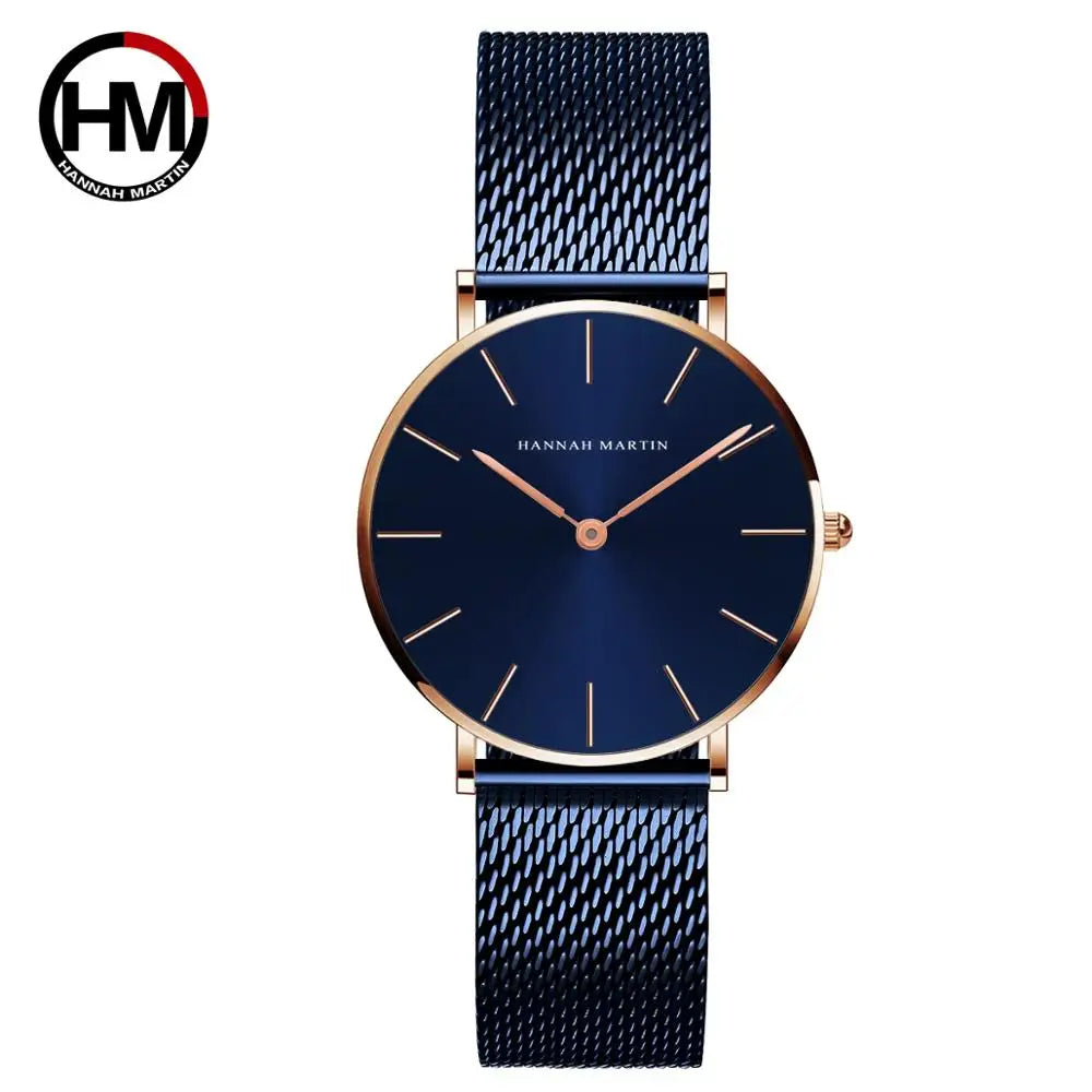HANNAH MARTIN Brand Quality Stainless Steel Japan Quartz Movement Waterproof Women 36mm Full Rose Gold Ladies Dropshipping Watch Your Shop Mania