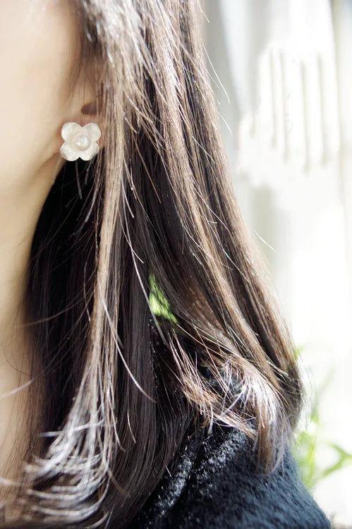 925 sterling silver flower pearl Stud Earrings for Women Elegant Wedding Jewelry pendientes mujer moda 2019 Brincos Your Shop Mania