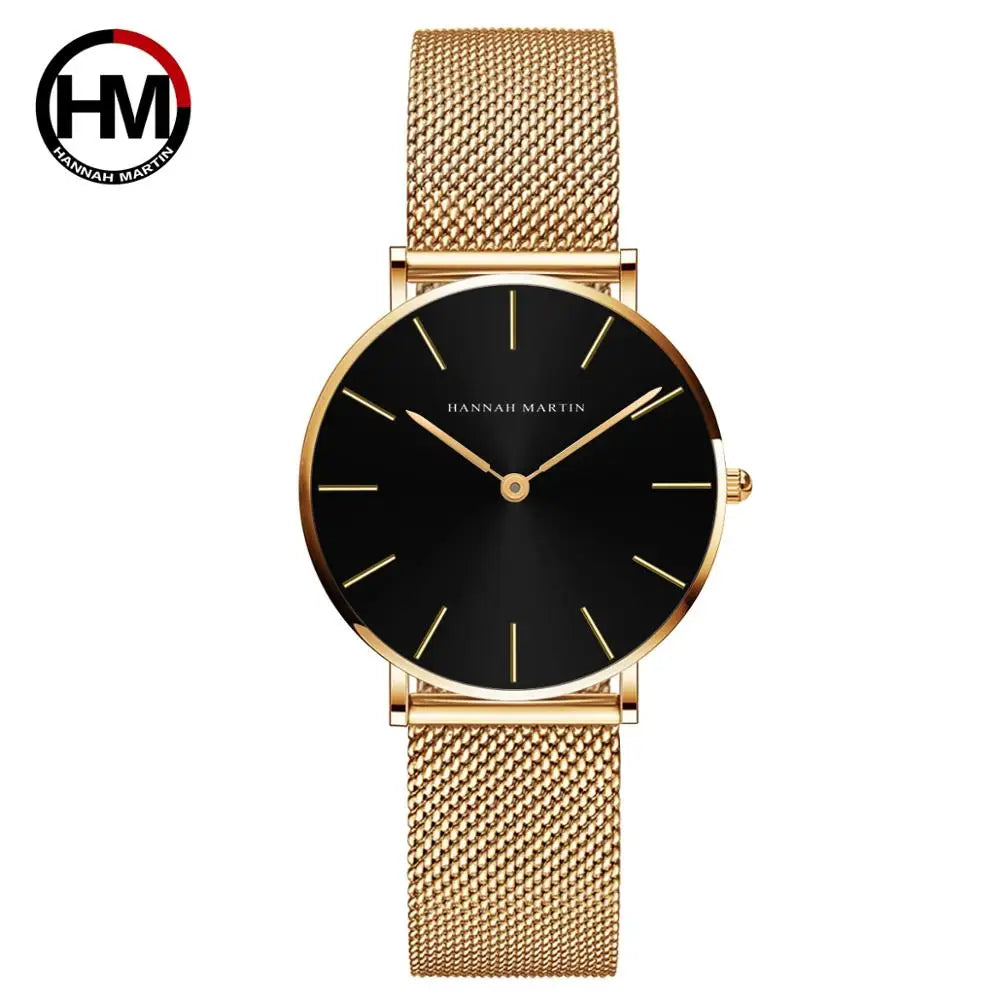 HANNAH MARTIN Brand Quality Stainless Steel Japan Quartz Movement Waterproof Women 36mm Full Rose Gold Ladies Dropshipping Watch Your Shop Mania