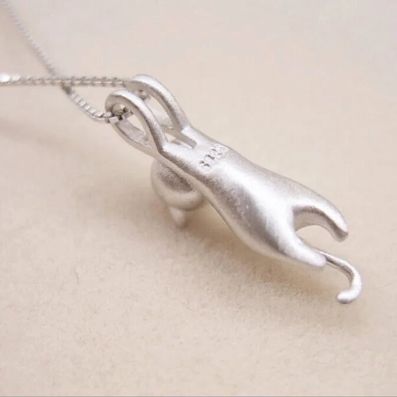 Popular 925 Sterling Silver Jewelry Korean Fashion Simple Animal Cute Kitty Clavicle Chain Pendant Cat Necklaces XL003 Your Shop Mania
