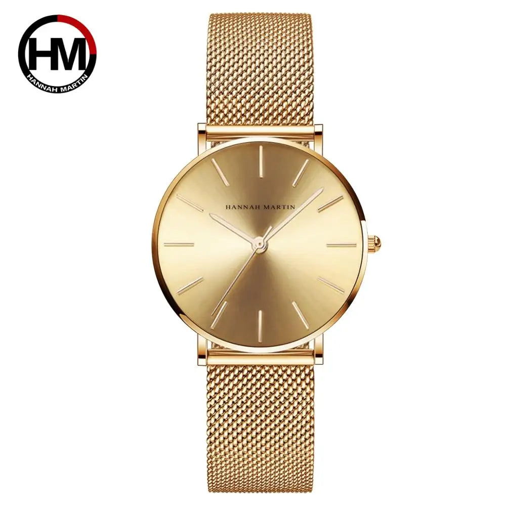 HANNAH MARTIN Brand Quality Stainless Steel Japan Quartz Movement Waterproof Women 36mm Full Rose Gold Ladies Dropshipping Watch Your Shop Mania