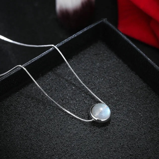 Silver Color necklace Moonstone Bead Necklaces & Pendants For Women Handmade 925 Sterling Silver Fashion Jewelry Your Shop Mania