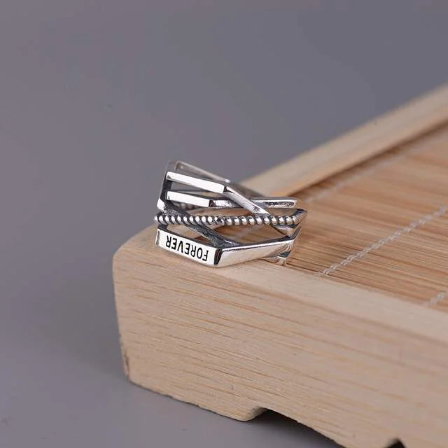 100% Genuine 925 Sterling Silver Line Winding Shape Forever letter Open Rings For Women Creative Design Lady Fine Jewelry Gifts Your Shop Mania