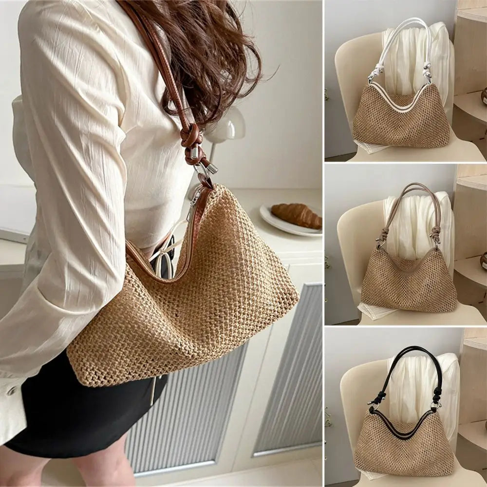 Rattan Straw Bag Fashion Woven Large Capacity Handbag Handmade Braid Shoulder Bag Summer Beach Your Shop Mania