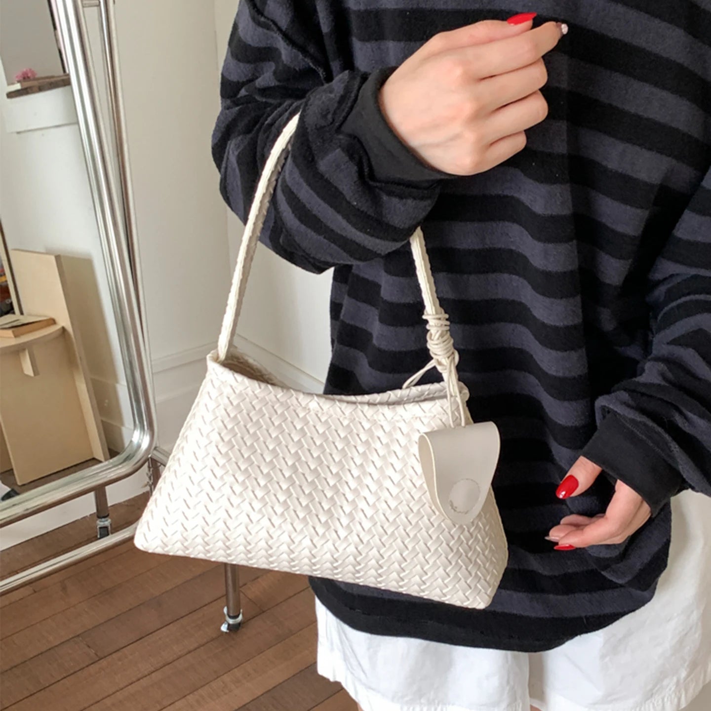 Casual Large Capaci Woven Bag Women's Summer Versatile Single oulder Underarm Bag Sli Buet Bag Briti Sle Handbag Your Shop Mania