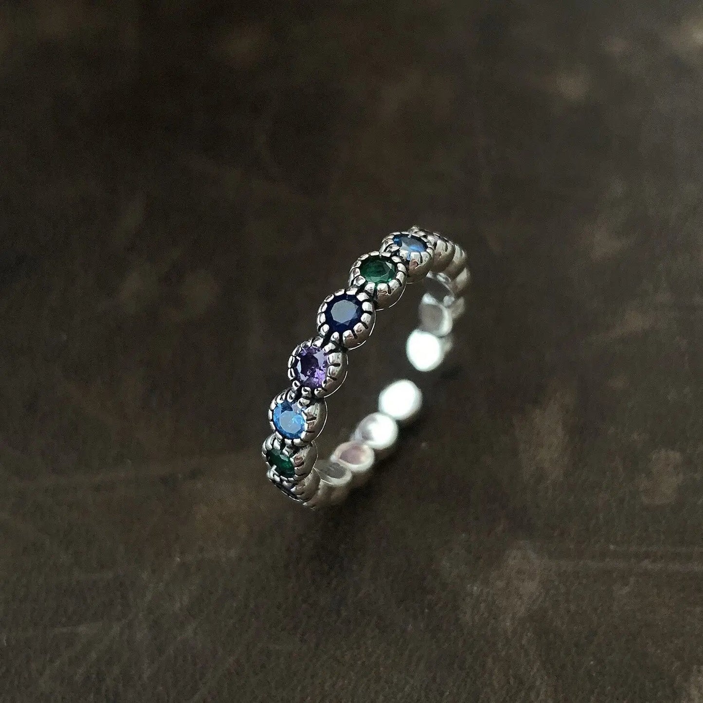 100% Solid 925 Sterling Silver Flower Colorful Stone Rings For Women Simple Trendy Retro Anillos Party Gifts Accessories Your Shop Mania