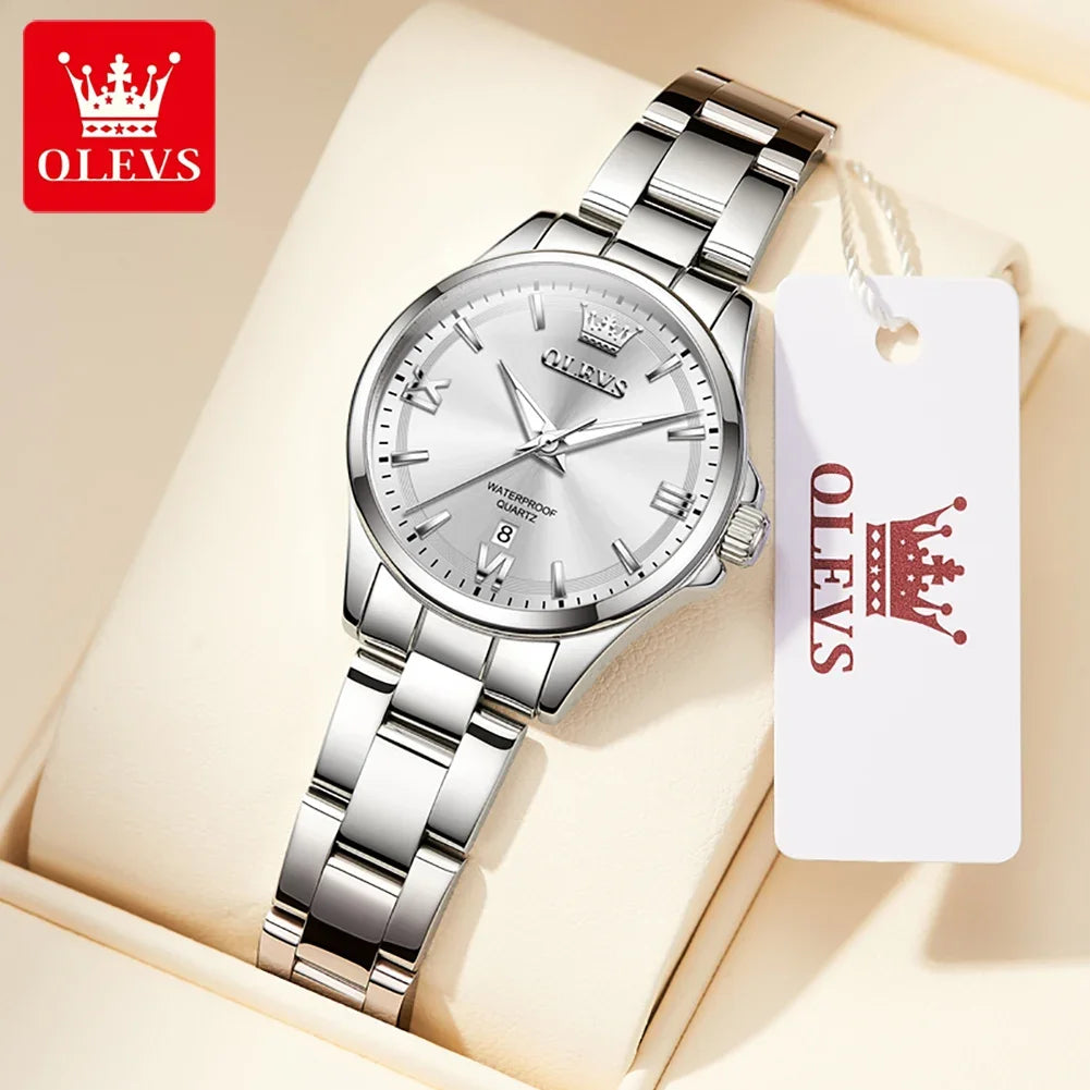 OLEVS 3668 Women Watch Luxury Original Waterproof Stainless Steel Quartz Watch Roman Automatic Date Women Watch Reloj Para Mujer Your Shop Mania
