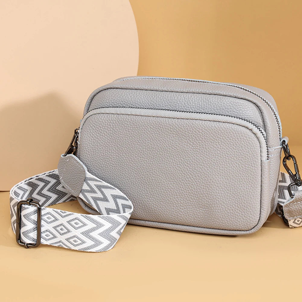 Genuine Leather Crossbody Bag Fashion Mobile Phone Bag Portable Elegant Solid Color Adjustable Strap Simple for Weekend Vacation Your Shop Mania