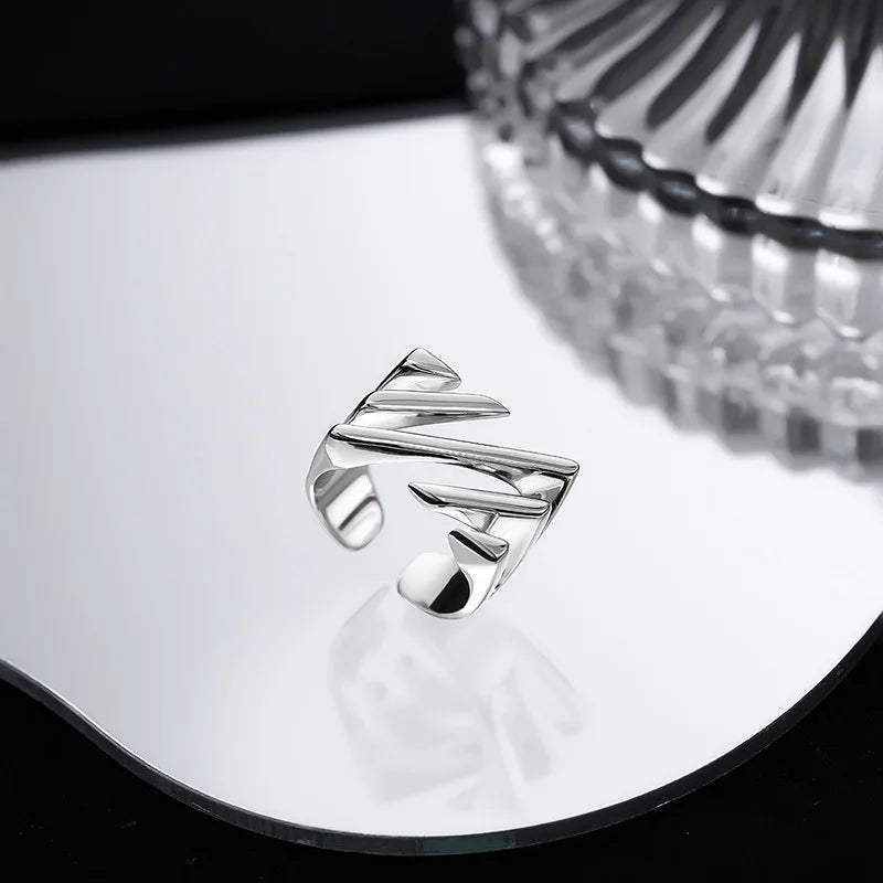 Sterling Rings for Women Fashion Geometric Handmade Irregular Strip Ring Party Christmas Gift Your Shop Mania