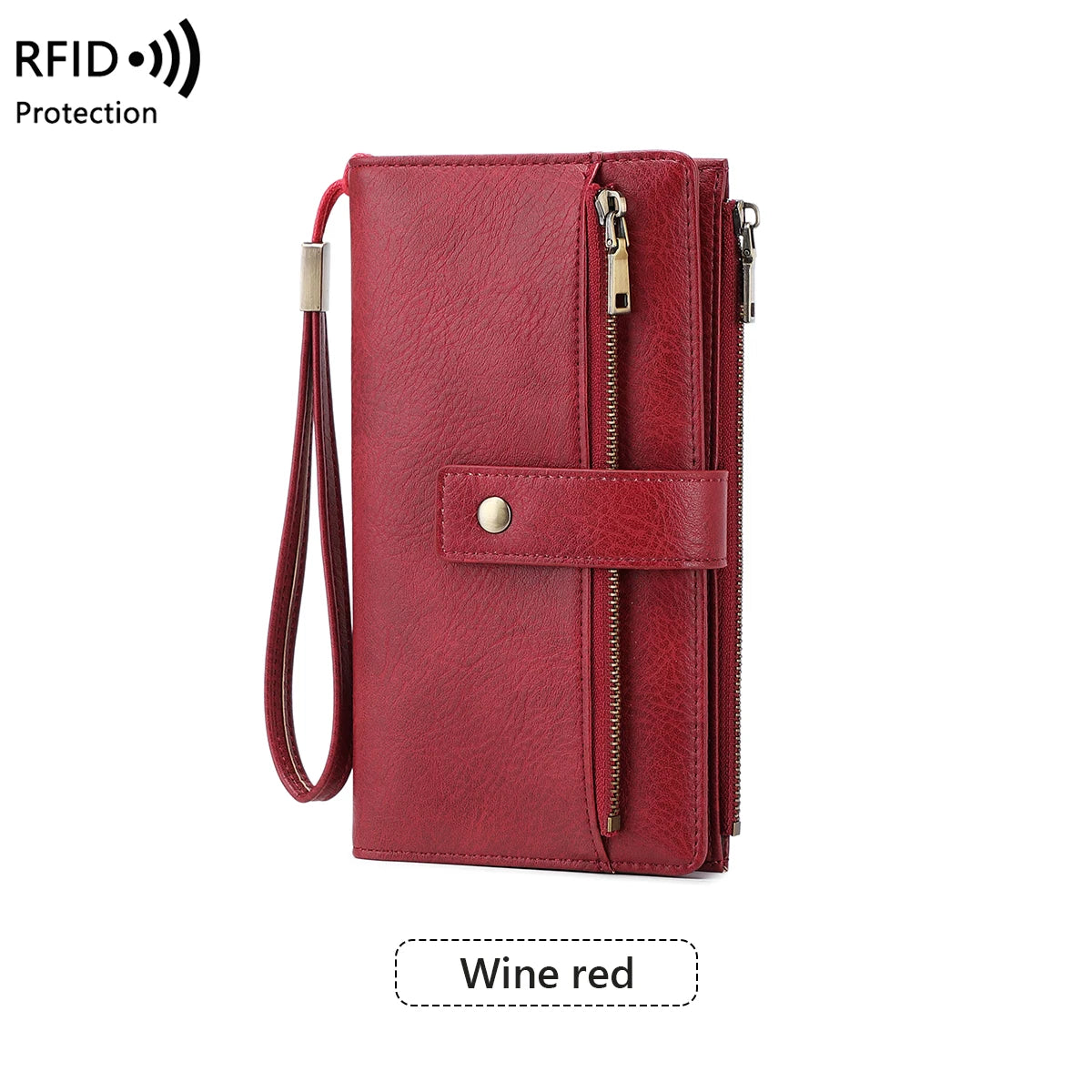 Vintage Style RFID Blocking Wallet Three-Fold Long Clutch Purse Multi-Card Slots for Daily Commute Business Casual Your Shop Mania