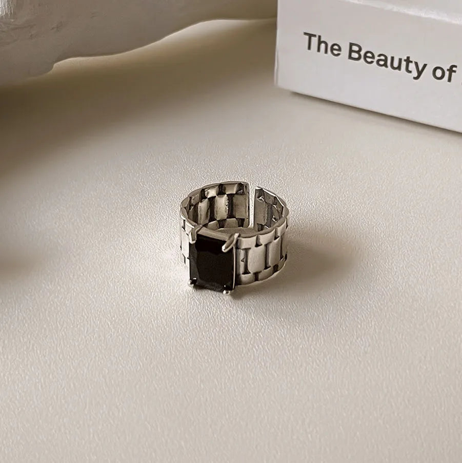 Silver Color Simple Black Punk Rings For Women Geometric Fashion Open Adjustable Handmade Party Jewelry Gift Allergy Your Shop Mania