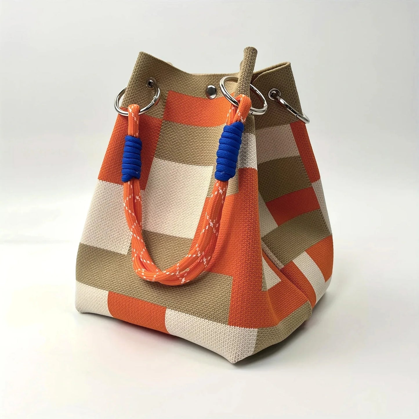 Knit Handbag for Women Fashion Stripes Print Bucket Bags For women Christmas Tree Lightweight Small Handles Tote Bags Your Shop Mania