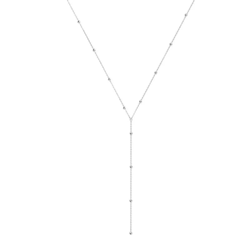 Silver color Sparkling Tassel Chain Choker Necklace For Women Ball Chain Fine Jewelry Wedding Party Birthday Gift Your Shop Mania