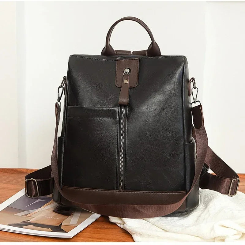 New Large Capacity High Quality PU Fashion Backpacks 2025 Simple Versatile Classic Style Zipper Commute Women's Shoulder Bags Your Shop Mania