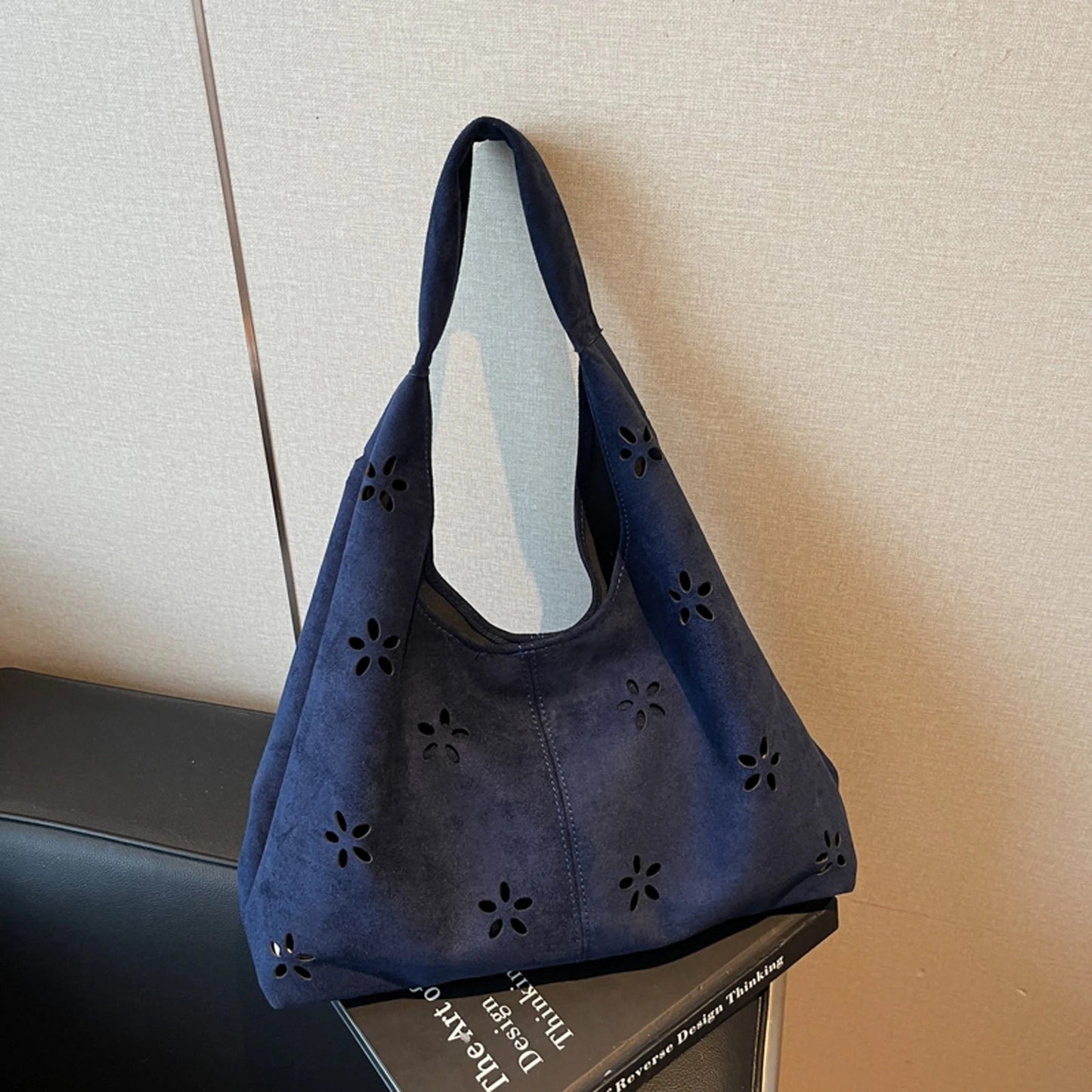 Faux Suede Tote Bag for Women Large Capacity Slouchy Shoulder Bags Faux Suede Casual Tote Bags for Travel School College Work Your Shop Mania