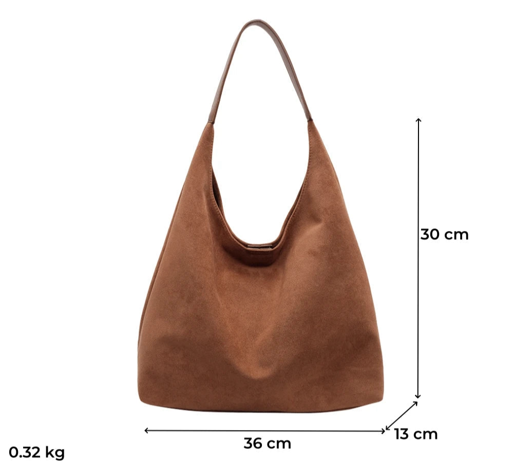 Casual Shoulder Tote Bag Set For Women 2-IN-1 Suede Pure Color Large Capacity Shopper Tote  Winter New Handbags Female Your Shop Mania