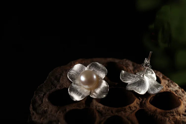 925 sterling silver flower pearl Stud Earrings for Women Elegant Wedding Jewelry pendientes mujer moda 2019 Brincos Your Shop Mania