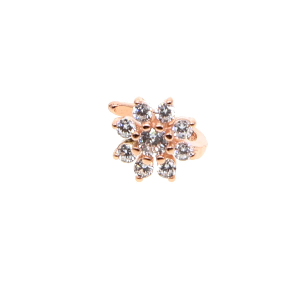New Rose Gold Color Flower Ear Cuff Earring 925 Sterling Silver Minimal Delicate No Piercing Lovely Girl Women Gift Clip Earring Your Shop Mania