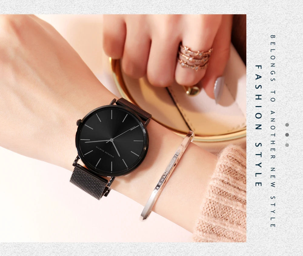 HANNAH MARTIN Brand Quality Stainless Steel Japan Quartz Movement Waterproof Women 36mm Full Rose Gold Ladies Dropshipping Watch Your Shop Mania