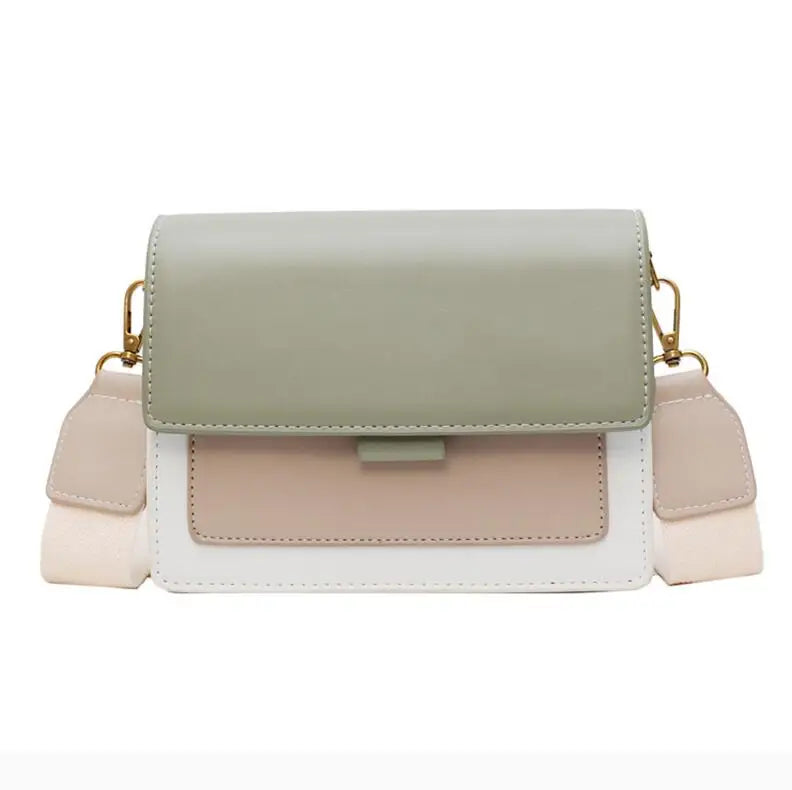 Contrast color Leather Crossbody Bags For Women Travel Handbag Fashion Simple Shoulder Messenger Bag Ladies Small Flap Bag Your Shop Mania