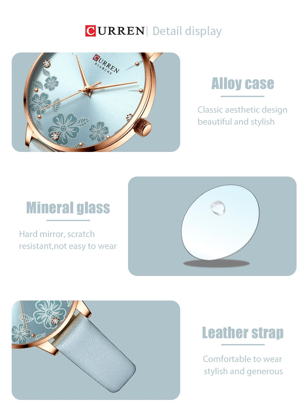 CURREN Watches Women Brand Leather Quartz Wristwatches Luxury Design Clock for Ladies Charm Flowers Dial with box Your Shop Mania