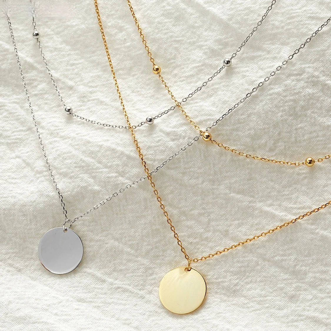 Double Layer Round Disc Necklace