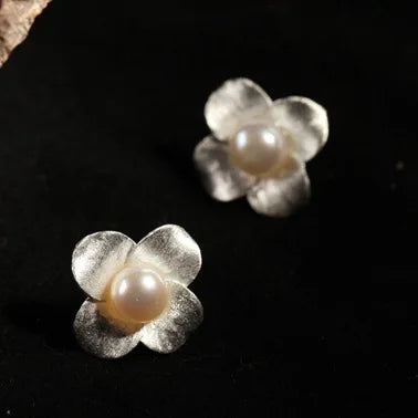 925 sterling silver flower pearl Stud Earrings for Women Elegant Wedding Jewelry pendientes mujer moda 2019 Brincos Your Shop Mania