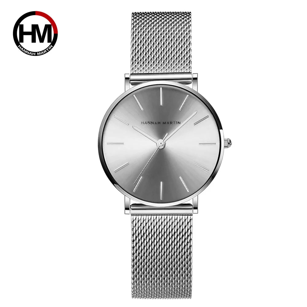 HANNAH MARTIN Brand Quality Stainless Steel Japan Quartz Movement Waterproof Women 36mm Full Rose Gold Ladies Dropshipping Watch Your Shop Mania