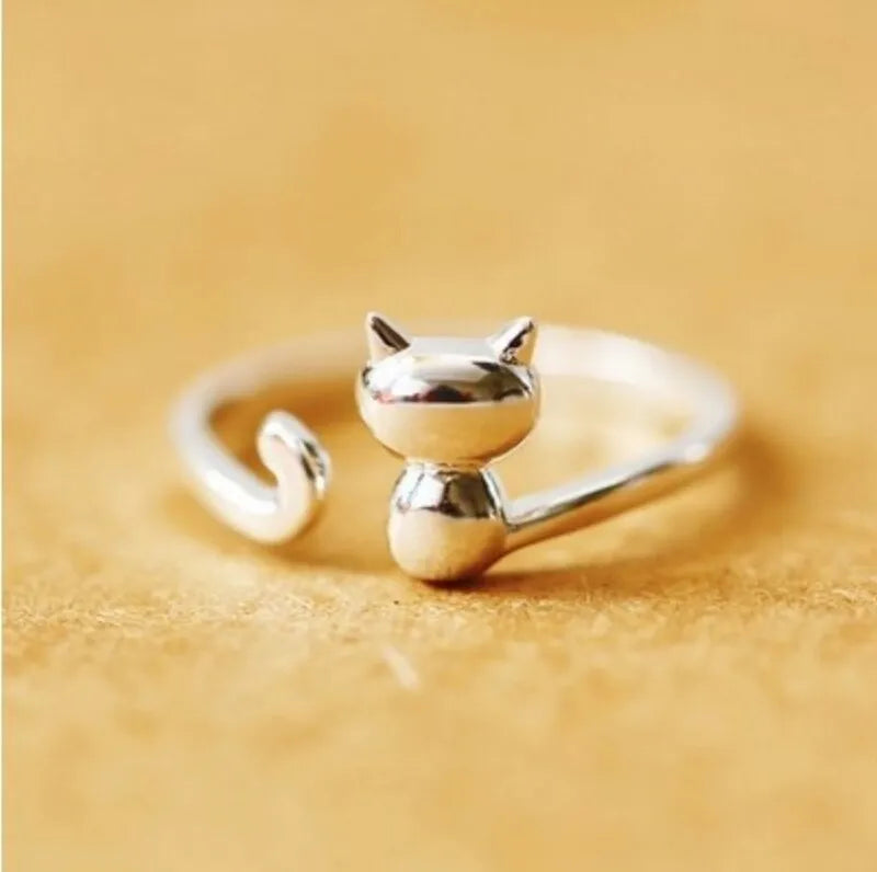 Cat shape Open Adjustable Finger Ring