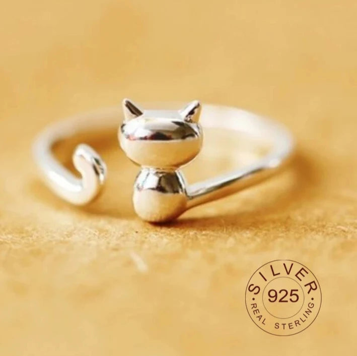 Cat shape Open Adjustable Finger Ring