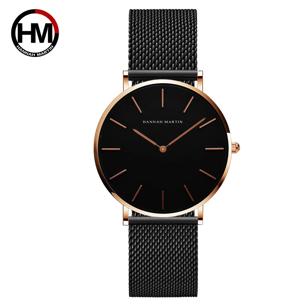 HANNAH MARTIN Brand Quality Stainless Steel Japan Quartz Movement Waterproof Women 36mm Full Rose Gold Ladies Dropshipping Watch Your Shop Mania