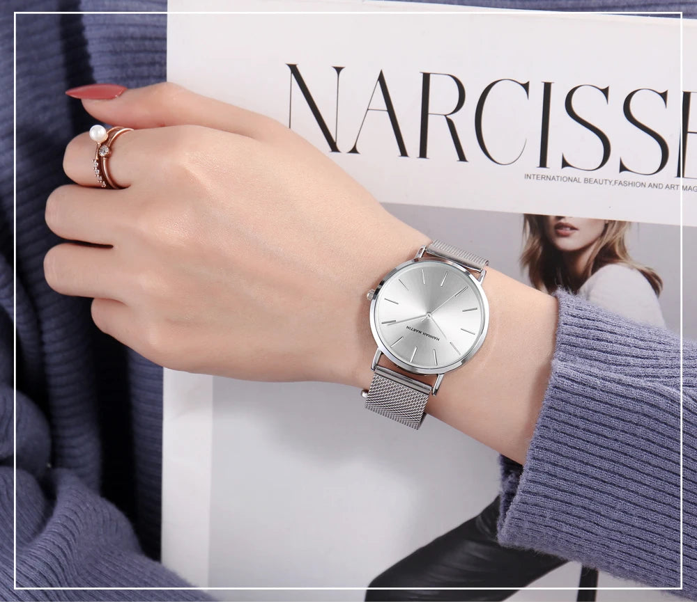 HANNAH MARTIN Brand Quality Stainless Steel Japan Quartz Movement Waterproof Women 36mm Full Rose Gold Ladies Dropshipping Watch Your Shop Mania