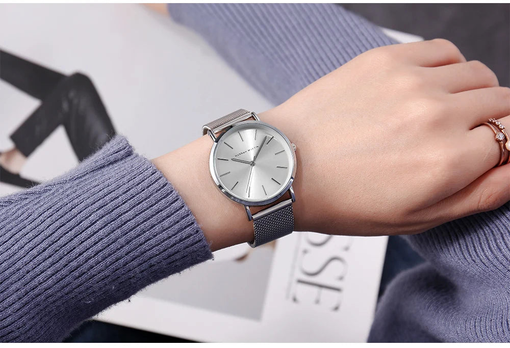 HANNAH MARTIN Brand Quality Stainless Steel Japan Quartz Movement Waterproof Women 36mm Full Rose Gold Ladies Dropshipping Watch Your Shop Mania