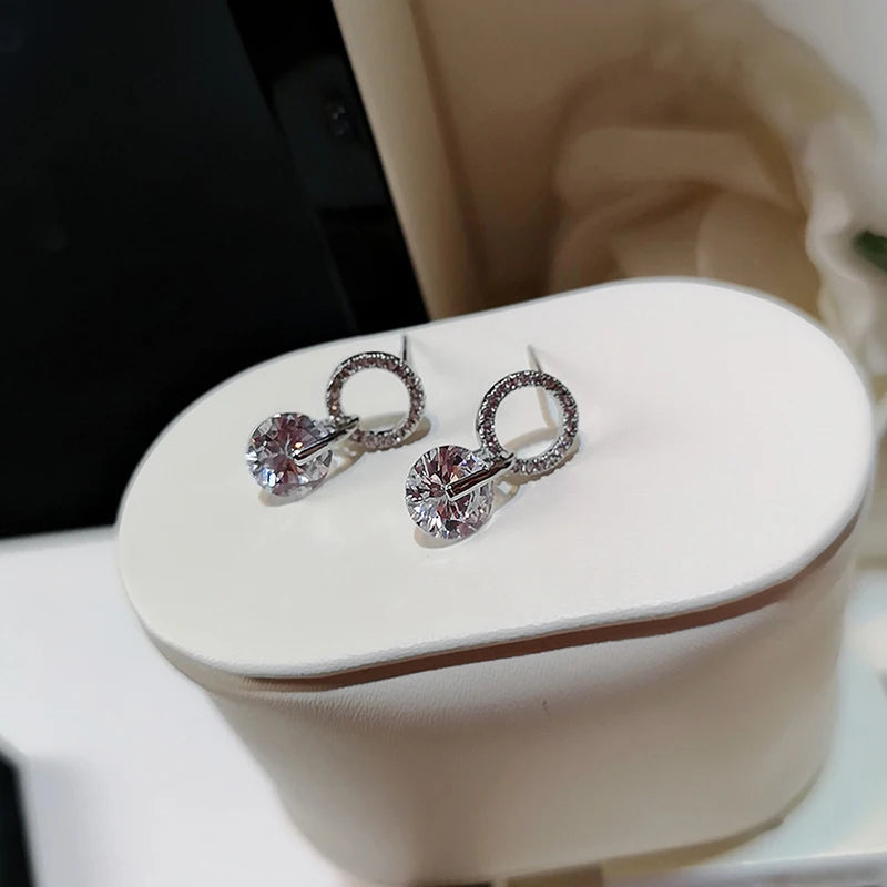 Brilliant Cubic Zirconia Women Drop Earrings 4 Colors Simple Stylish Female Delicate Earring Jewelry Your Shop Mania
