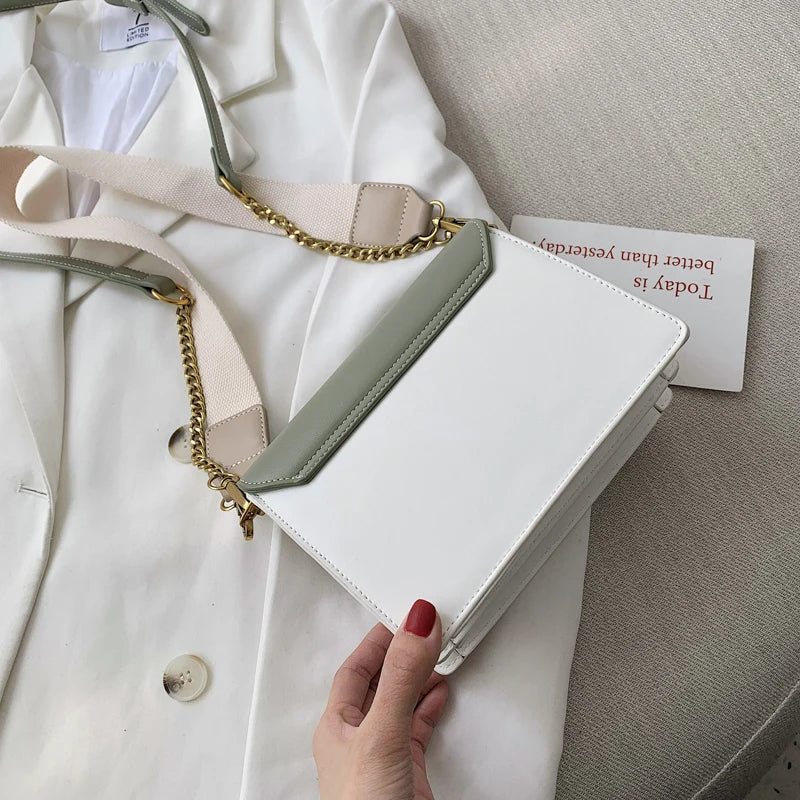 Contrast color Leather Crossbody Bags For Women Travel Handbag Fashion Simple Shoulder Messenger Bag Ladies Small Flap Bag Your Shop Mania