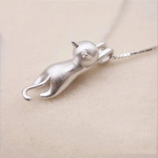 Popular 925 Sterling Silver Jewelry Korean Fashion Simple Animal Cute Kitty Clavicle Chain Pendant Cat Necklaces   XL003 Your Shop Mania