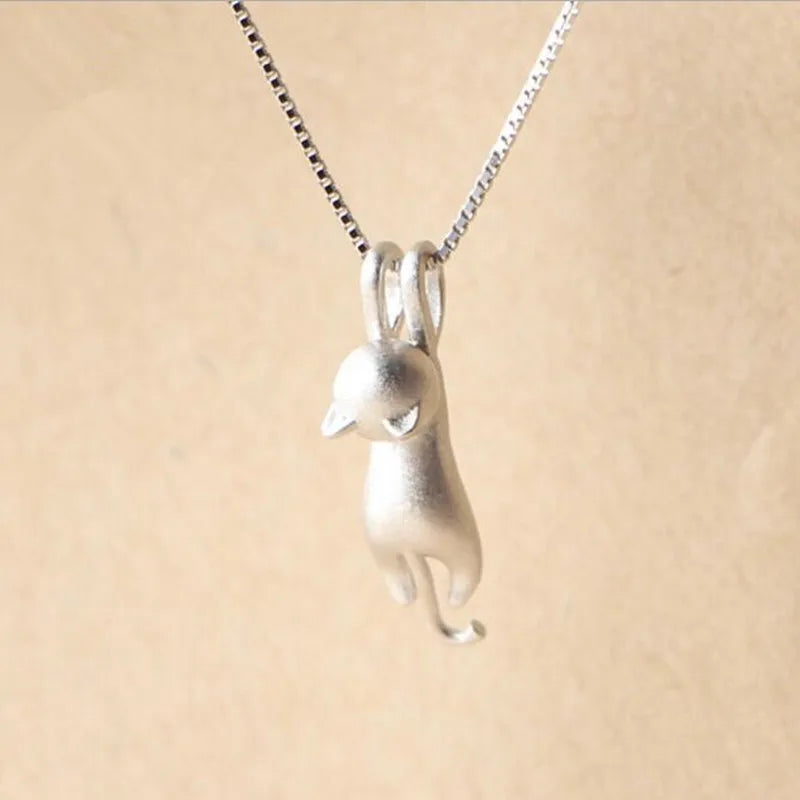 Popular 925 Sterling Silver Jewelry Korean Fashion Simple Animal Cute Kitty Clavicle Chain Pendant Cat Necklaces   XL003 Your Shop Mania