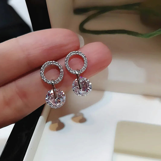 Brilliant Cubic Zirconia Women Drop Earrings 4 Colors Simple Stylish Female Delicate Earring Jewelry Your Shop Mania