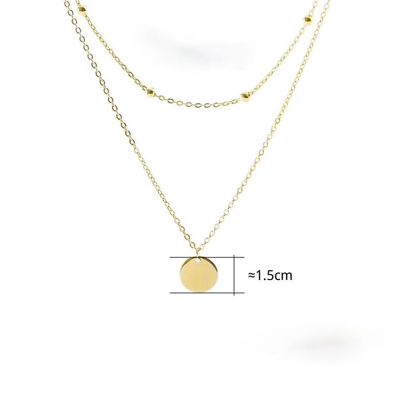 Double Layer Round Disc Necklace