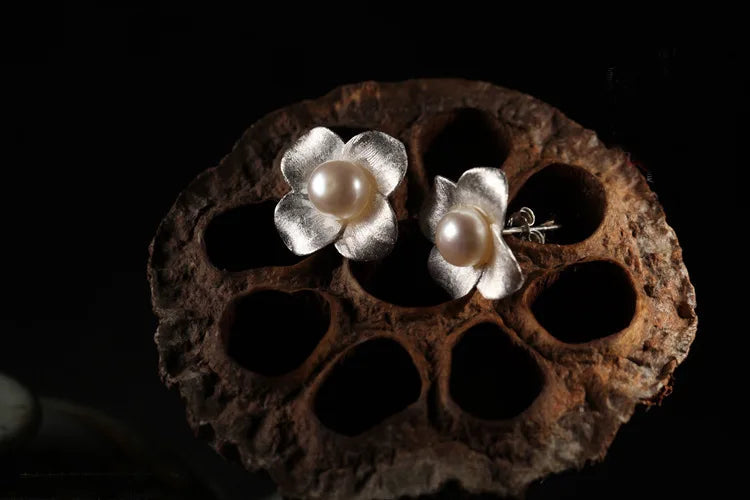 925 sterling silver flower pearl Stud Earrings for Women Elegant Wedding Jewelry pendientes mujer moda 2019 Brincos Your Shop Mania