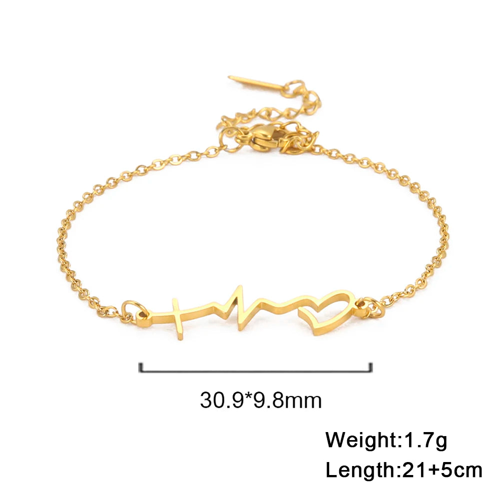 Heartbeat Cardiogram Pendant Anklet Women Stainless Steel Silver Color Foot Chain Boho Summer Accessories Beach Jewelry Your Shop Mania