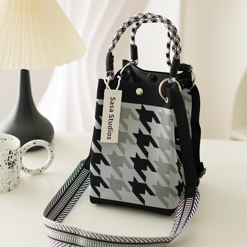 Korean Sle Knitted Tote Bag Large Capaci Portable Handbag Commuter Buet Bag Cute Floral Pattern Women's Handbag Your Shop Mania