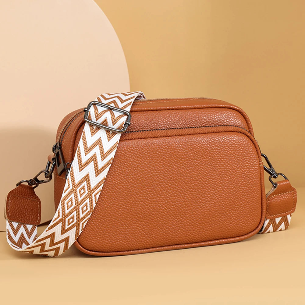 Genuine Leather Crossbody Bag Fashion Mobile Phone Bag Portable Elegant Solid Color Adjustable Strap Simple for Weekend Vacation Your Shop Mania