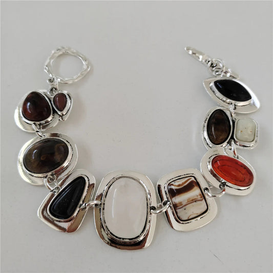2025 New Indian Vintage Statement Resin Bracelets Women Boho Ethnic Gold Silver Plated Metal Links Charm Bracelets Jewelry Your Shop Mania