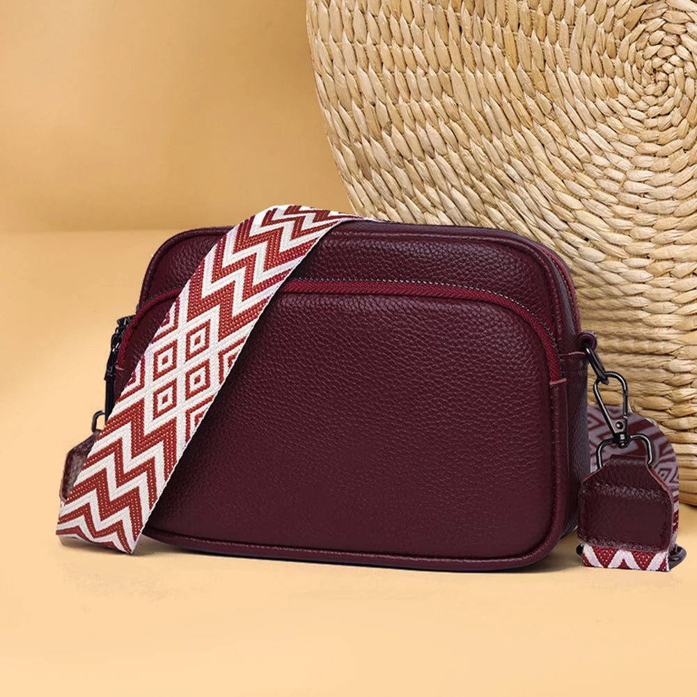Genuine Leather Crossbody Bag Fashion Mobile Phone Bag Portable Elegant Solid Color Adjustable Strap Simple for Weekend Vacation Your Shop Mania