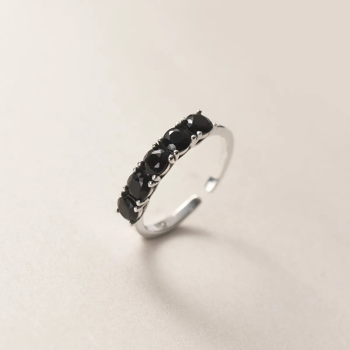 Simple Punk Black Stone Ring