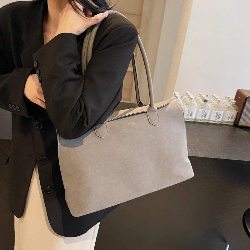 Business Briefcase Style Shoulder Bags For Women Soft Faux Suede Big Capacity Shopper Totes 2025 Latest Designer Handbags Luxury Your Shop Mania