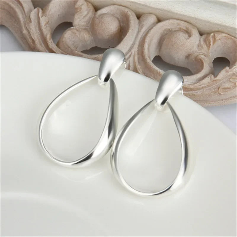 925 Sterling Silver Classic Big Circle Hoop Charm Earrings Women Party Gift Fashion Wedding Engagement Jewelry Your Shop Mania
